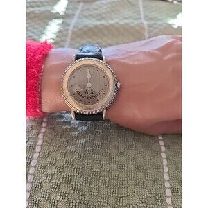 Vintage Armani Exchange Watch AXA-920001 Braided Leather Band Needs Batt